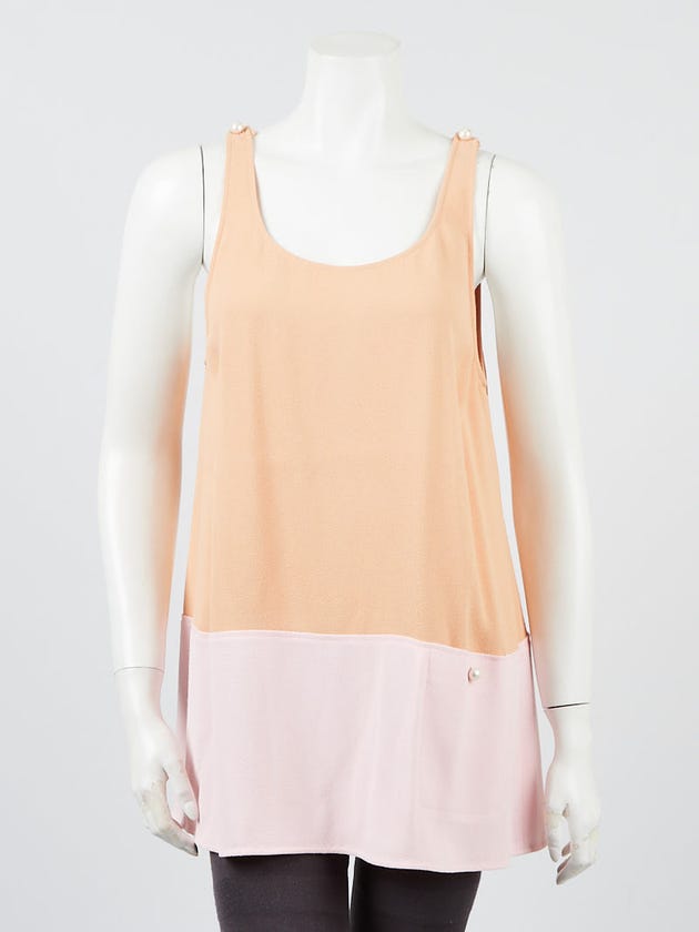 Chanel Peach/Pink Rayon Sleeveless Blouse Size 6/38