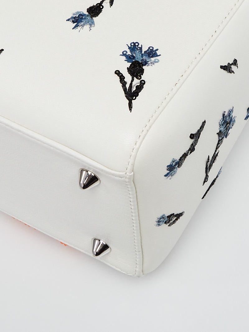 Christian Dior White Lambskin Leather Sequin Flower Medium Lady Dior Bag |  Yoogi's Closet