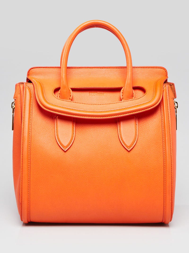 Alexander McQueen Orange Leather Heroine Medium Satchel Bag