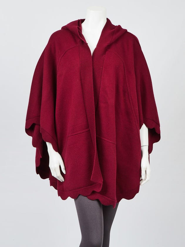 Burberry Burgundy Wool/Cashmere Scalloped Carla Cape OS