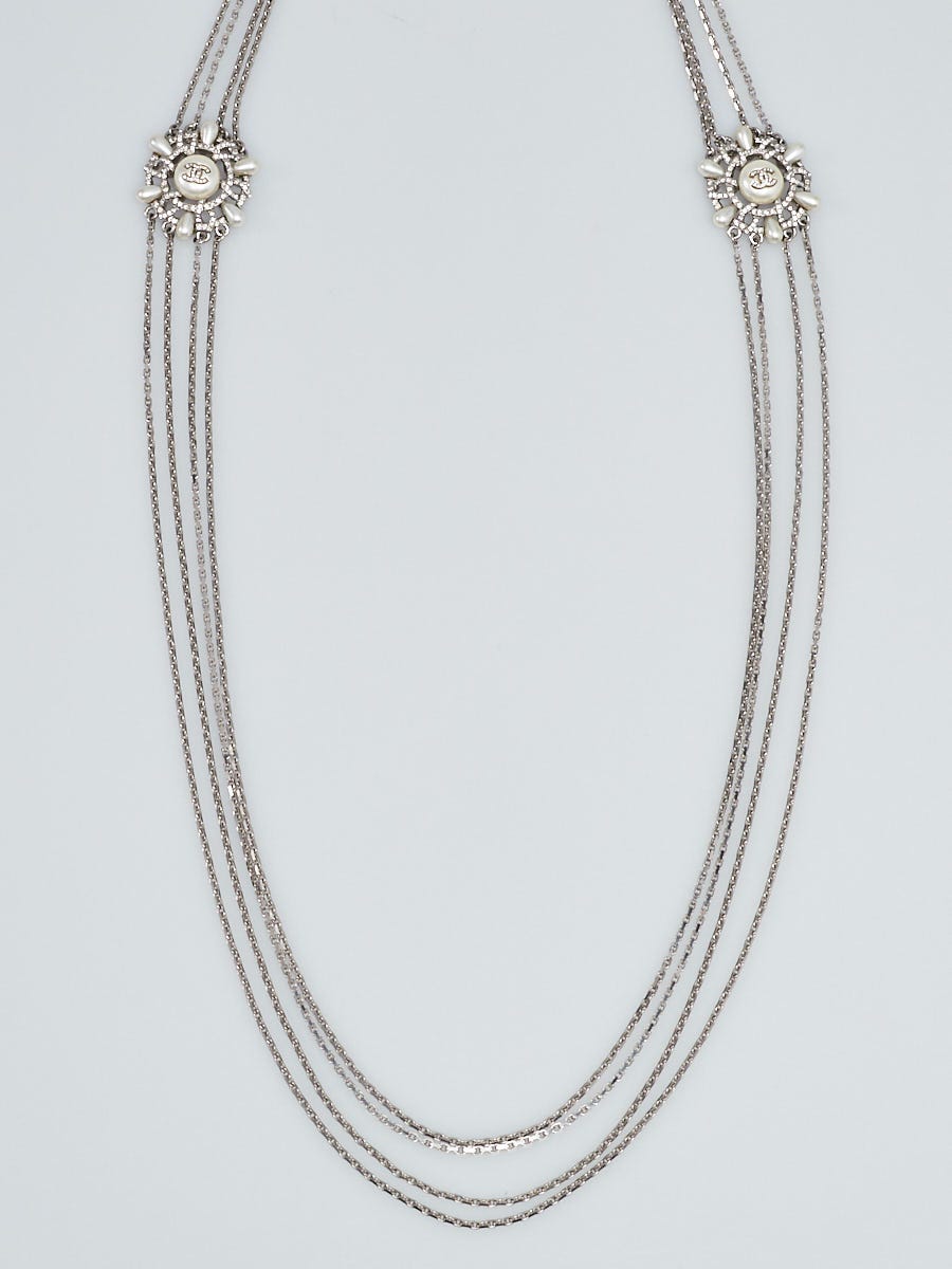 Chanel Crystal and Faux Pearl Multi-Strand Long Necklace - Yoogi's Closet