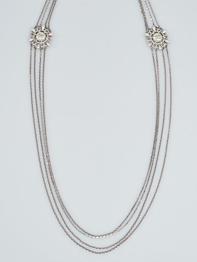 Chanel Crystal and Faux Pearl Multi-Strand Long Necklace