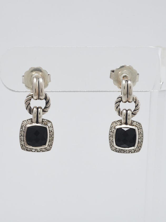 David Yurman 7mm Black Onyx and Diamond Petite Albion Drop Earrings