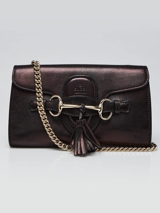 Gucci Black Smooth Leather Emily Chain Small Shoulder Bag