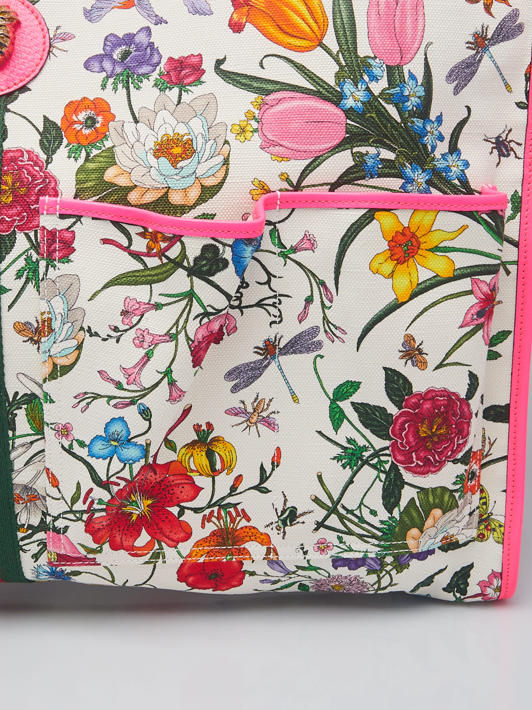 Gucci Pink/Multicolor Floral Canvas/Leather Maxi Rajah Tote