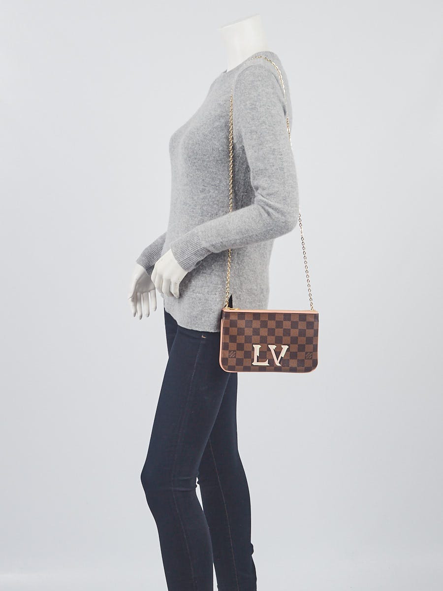 Louis Vuitton Womens Double Zip Pochette Damier Azur Canvas – Luxe