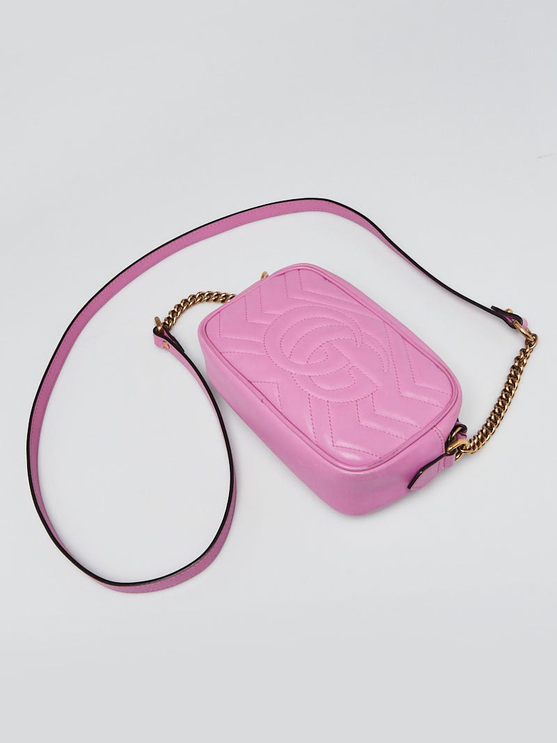 Gucci Purple Quilted Leather Marmont Mini Camera Bag - Yoogi's Closet