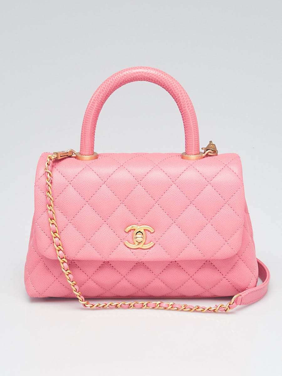 Chanel Pink Quilted Caviar Leather and Lizard Mini Coco Handle Bag -  Yoogi's Closet