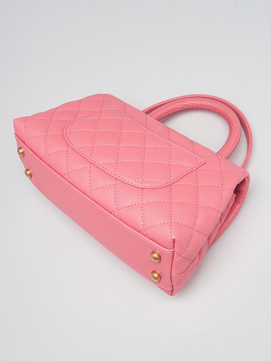 Chanel Pink Quilted Caviar Leather and Lizard Mini Coco Handle Bag