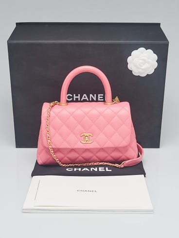 Chanel 22p Pink Chanel Top Handle Caviar Chanel Enamel Top Handle