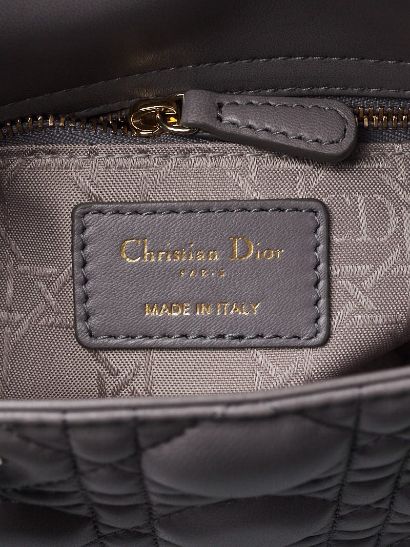 Christian Dior Grey Cannage Quilted Lambskin Leather Small Lady Dior Bag -  Yoogi's Closet