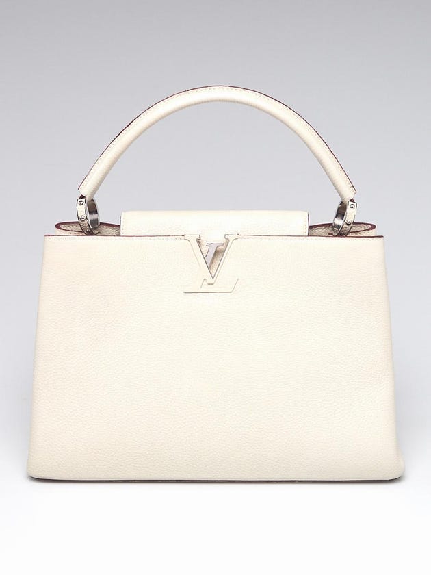 Louis Vuitton White Taurillon Leather Capucines MM Bag
