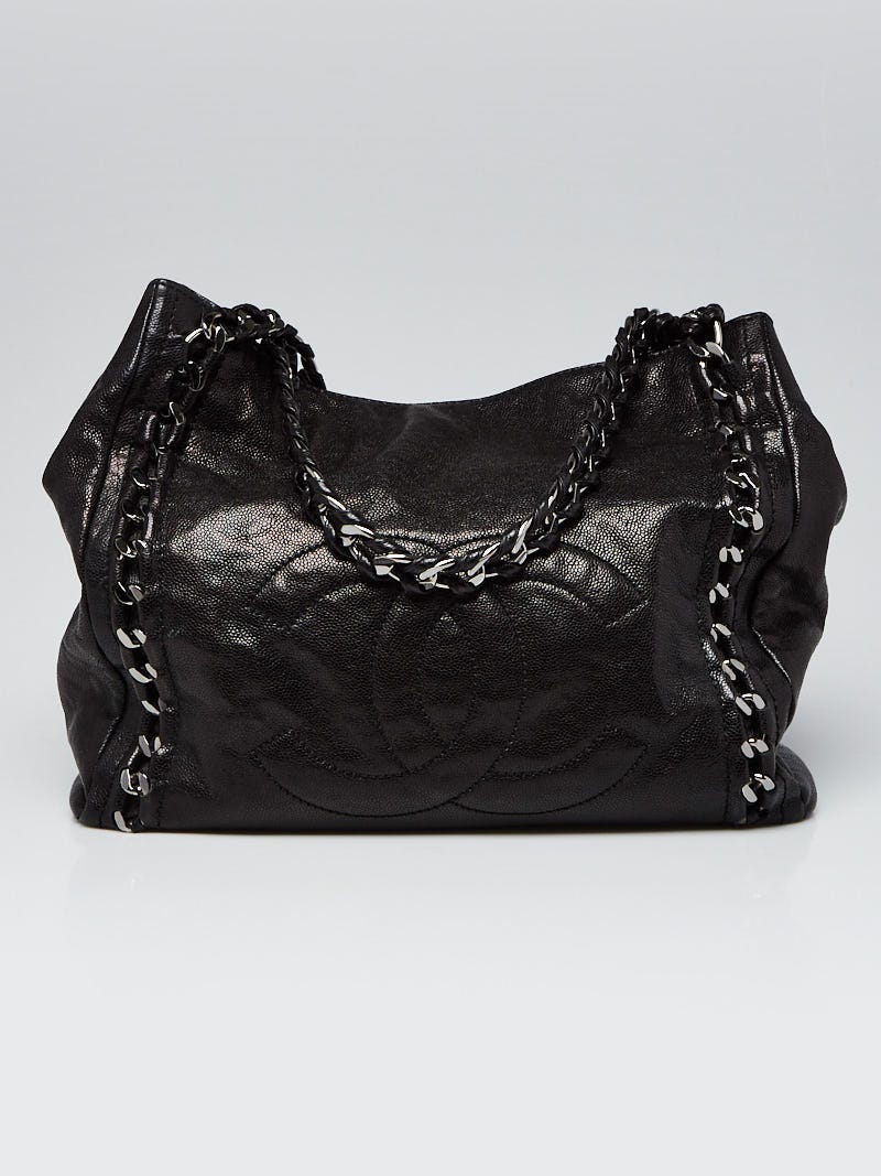 Chanel Black Glazed Caviar Leather Modern Chain North/South Tote