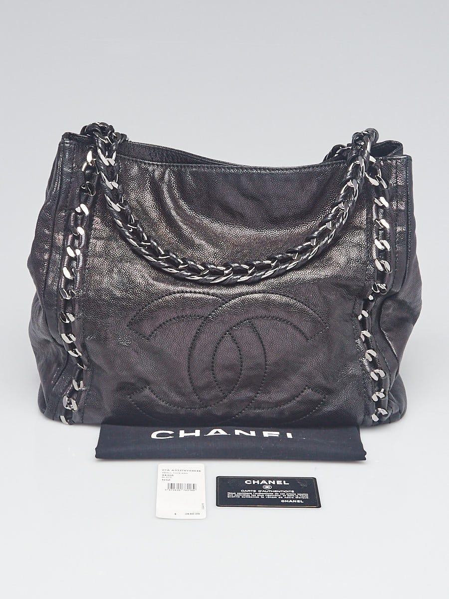 Chanel Black Glazed Caviar Leather Modern Chain North/South Tote