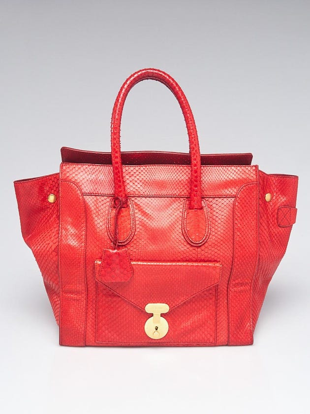 Celine Red Python Envelope Mini Luggage Tote Bag
