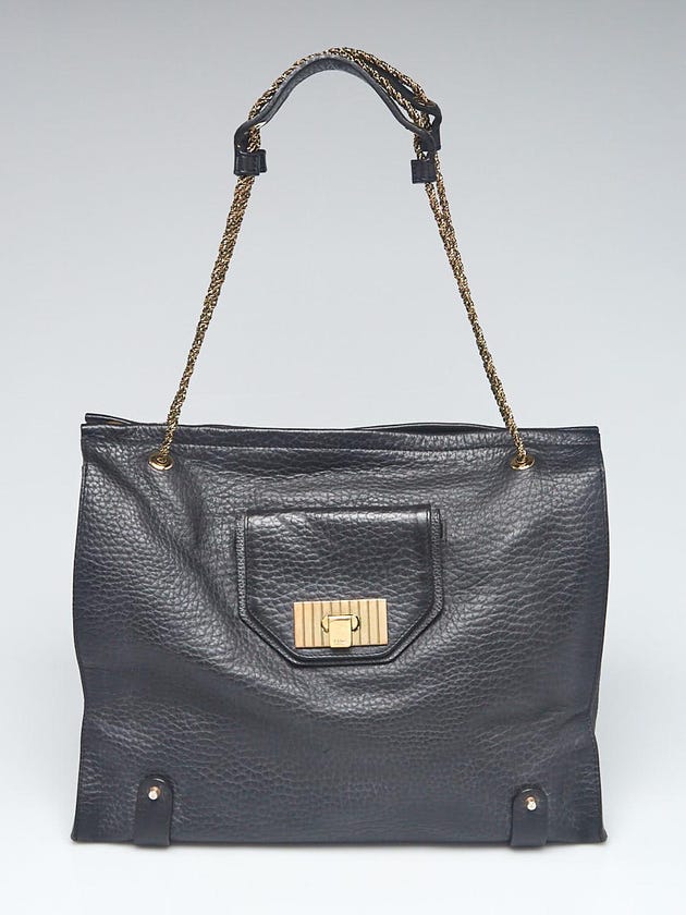 Chloe Black Pebbled Leather Large Sally Shoulder Bag