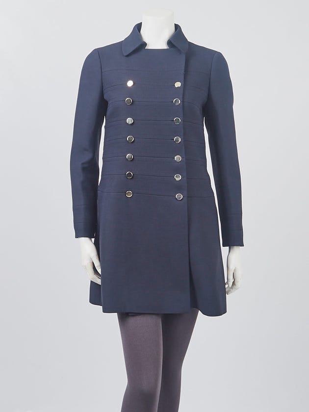 Valentino Navy Blue Wool Blend Coat Size 6/40