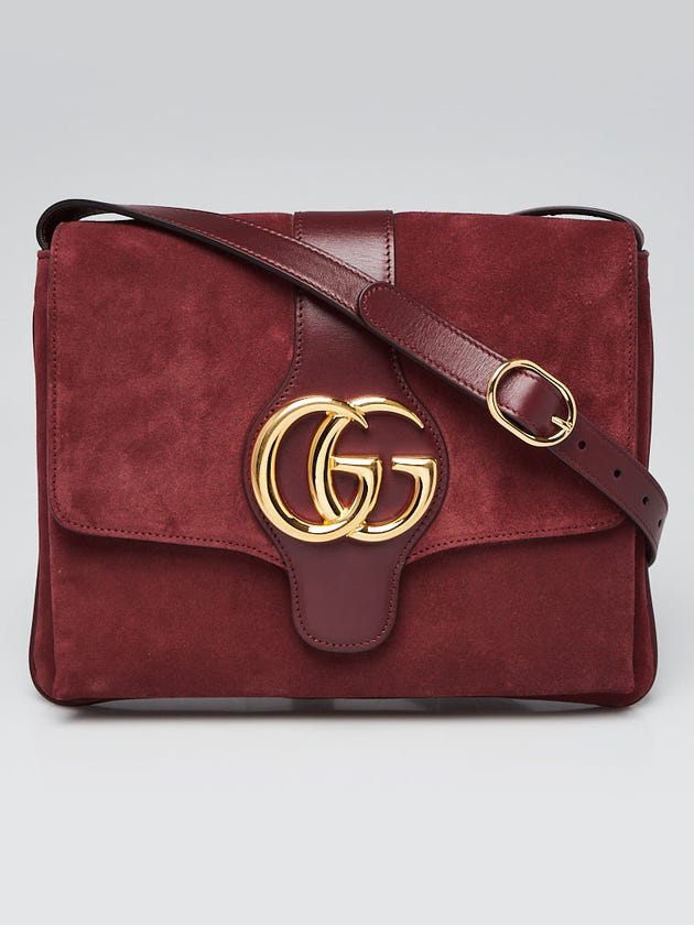Gucci Burgundy Suede Medium Arli Crossbody Bag
