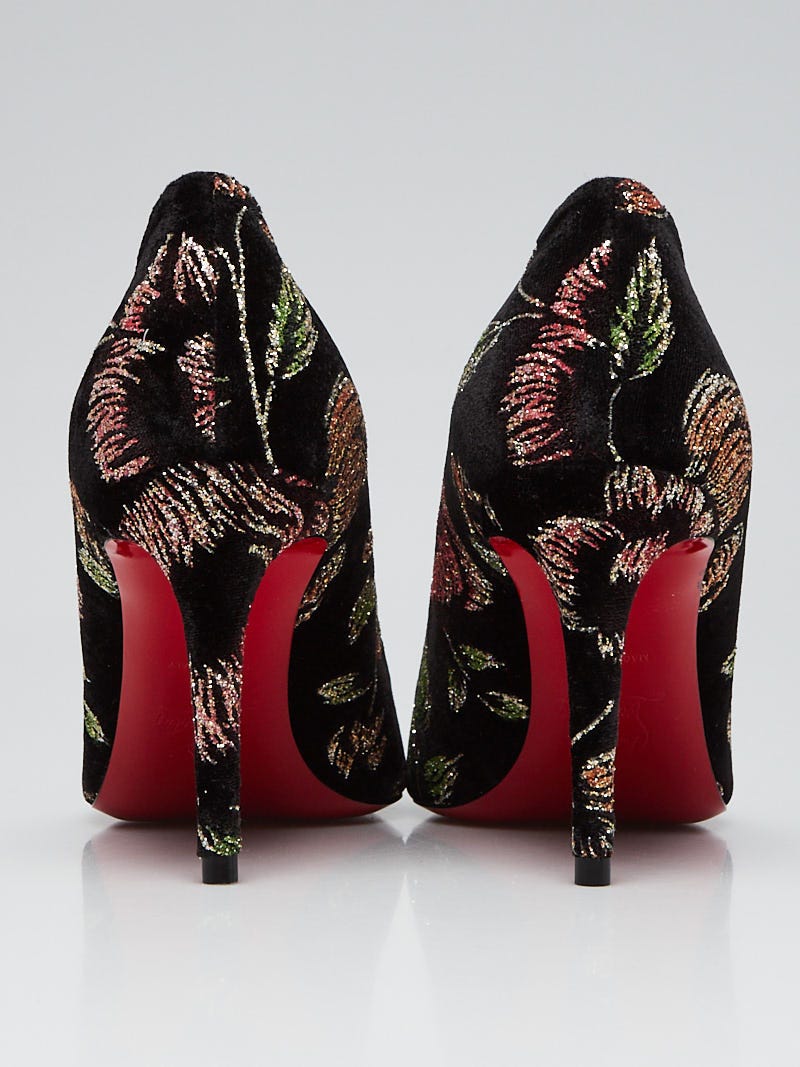 Christian Louboutin Black Velvet Embroidered So Kate 85