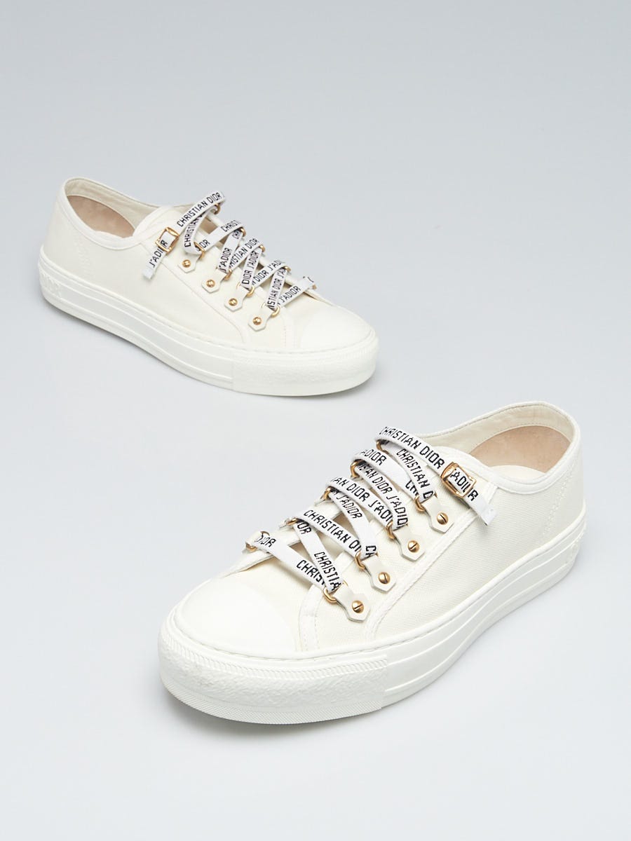 Christian Dior White Canvas Low Top Walk'N'Dior Sneakers Size 9