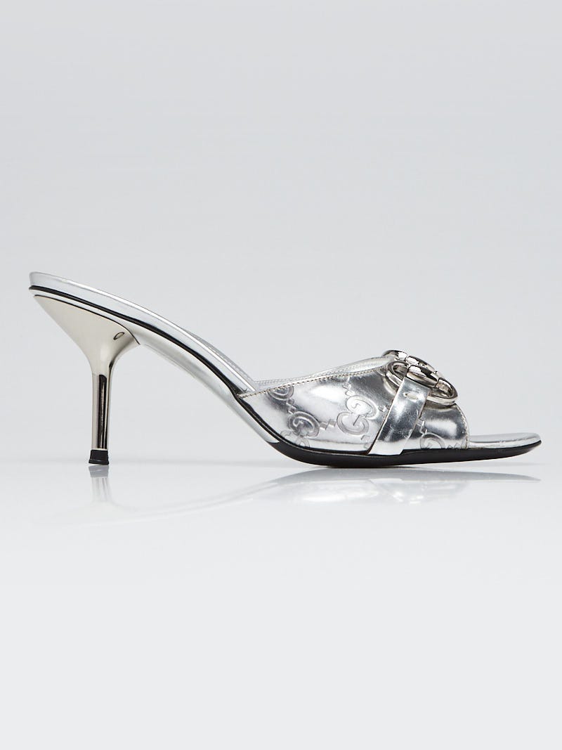 新品未使用GUCCI24センチ GGパターン ハイヒール Women's slingback pump with Horsebit in beige and ebony