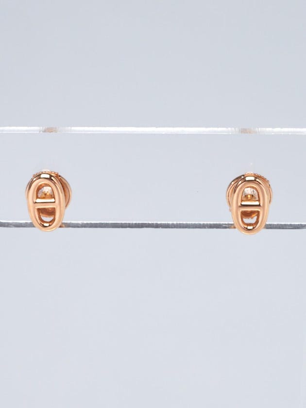 Hermes 18k Rose Gold Chaine d'Ancre Stud Earrings