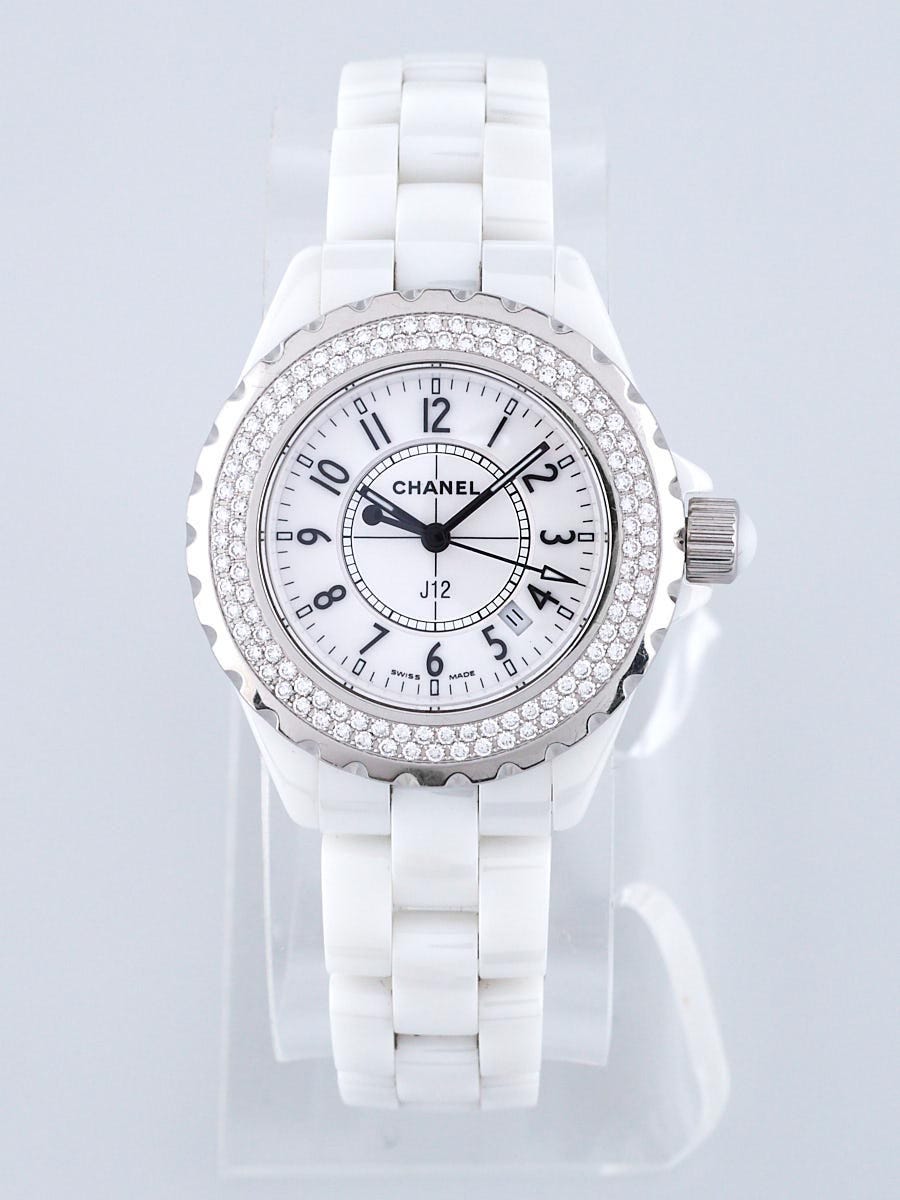 Chanel J12 29mm Quartz White Ceramic Mother of Pearl Dial with White  Diamonds Hour Markers H2572