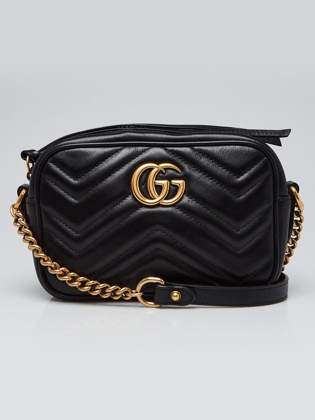 Gucci Black Quilted Leather Marmont Mini Camera Bag