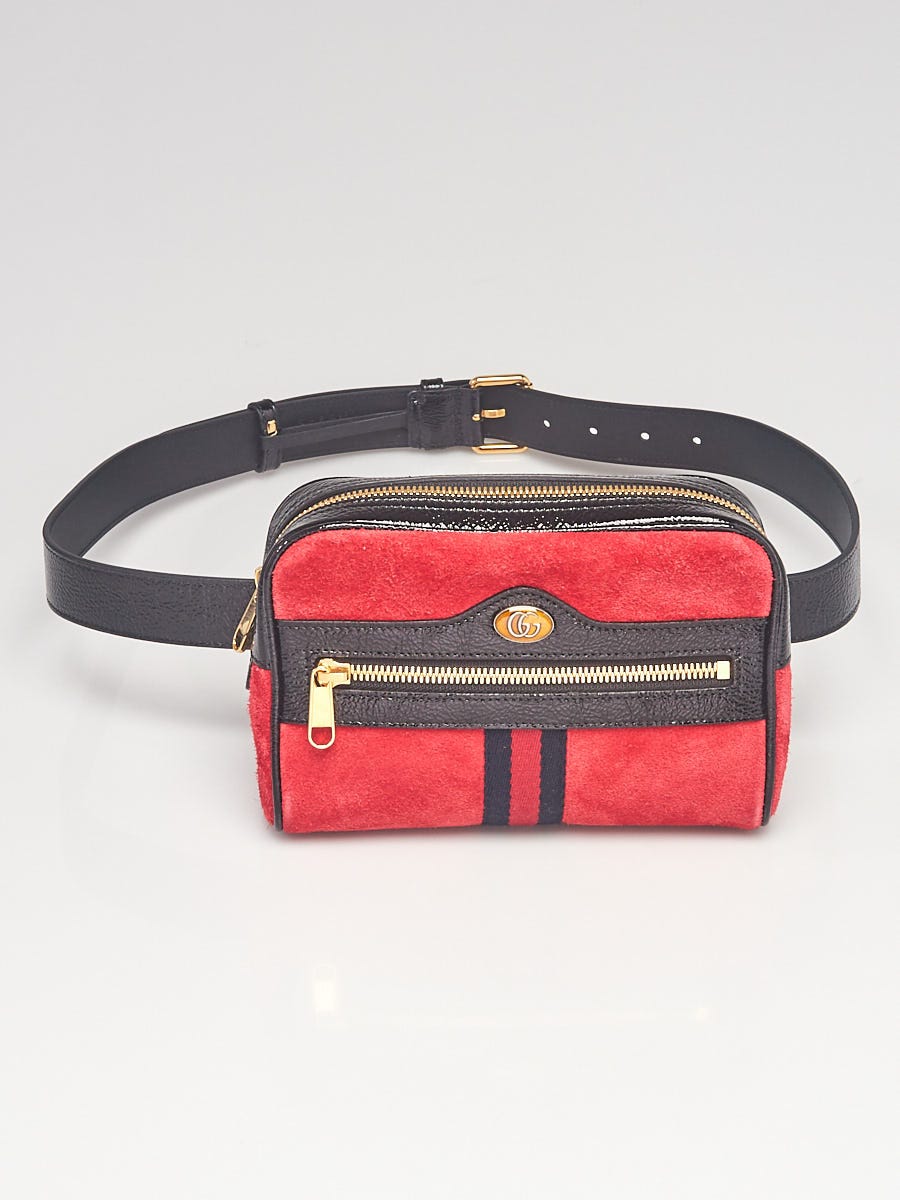 Gucci Red/Black Suede/Patent Leather Vintage Web Ophidia Small Belt Bag -  Yoogi's Closet