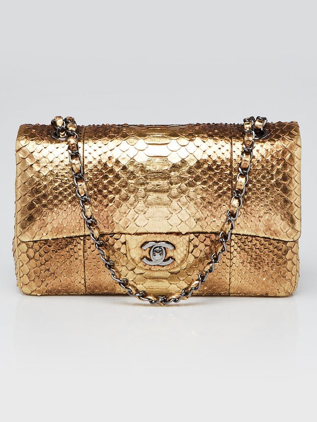 Chanel Gold Python Classic Medium Double Flap Bag | Yoogi's Closet