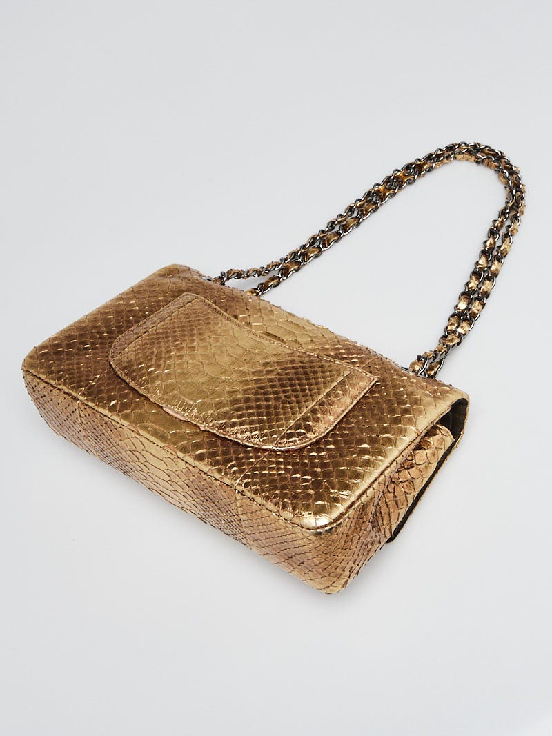 Chanel Gold Python Classic Medium Double Flap Bag - Yoogi's Closet