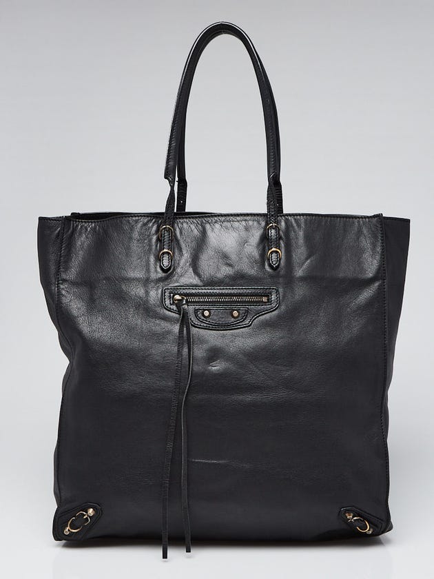 Balenciaga Black Calfskin Leather Papier Ledger Tote Bag Yoogi's