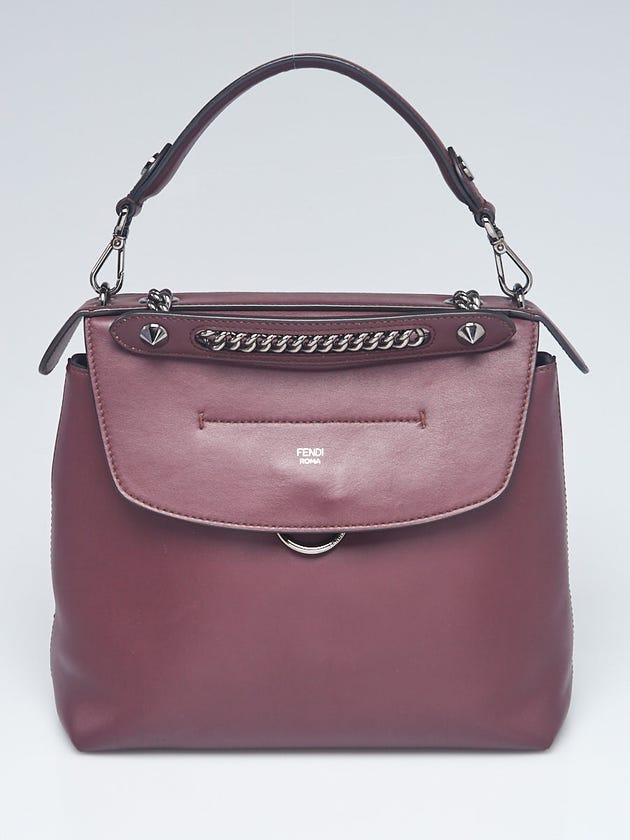 fendi back to school mini backpack By The Way Leather Black tone metal hardware and chain strap Fendi Bordeaux Leather Back To