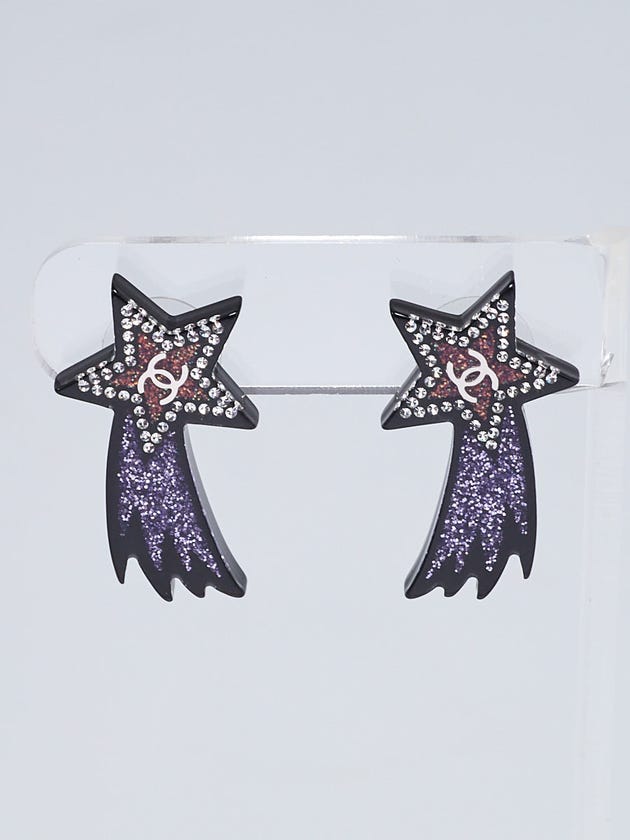 Chanel Strass Crystal and Resin CC Shooting Star Earrings