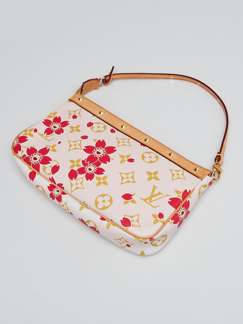 Louis Vuitton Limited Edition Red Cherry Blossom Monogram Canvas  Accessories Pochette Bag - Yoogi's Closet