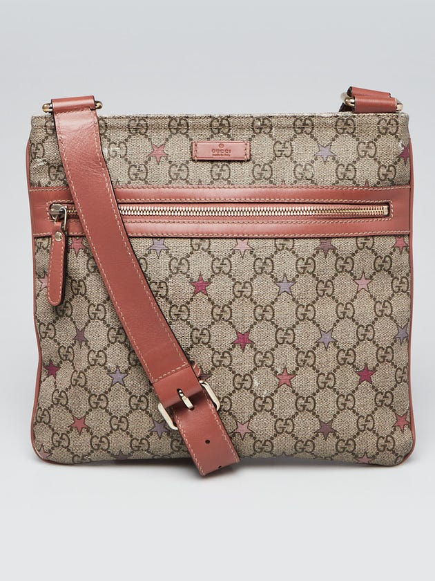 Gucci Beige/Pink GG Coated Canvas Star Crossbody Messenger Bag