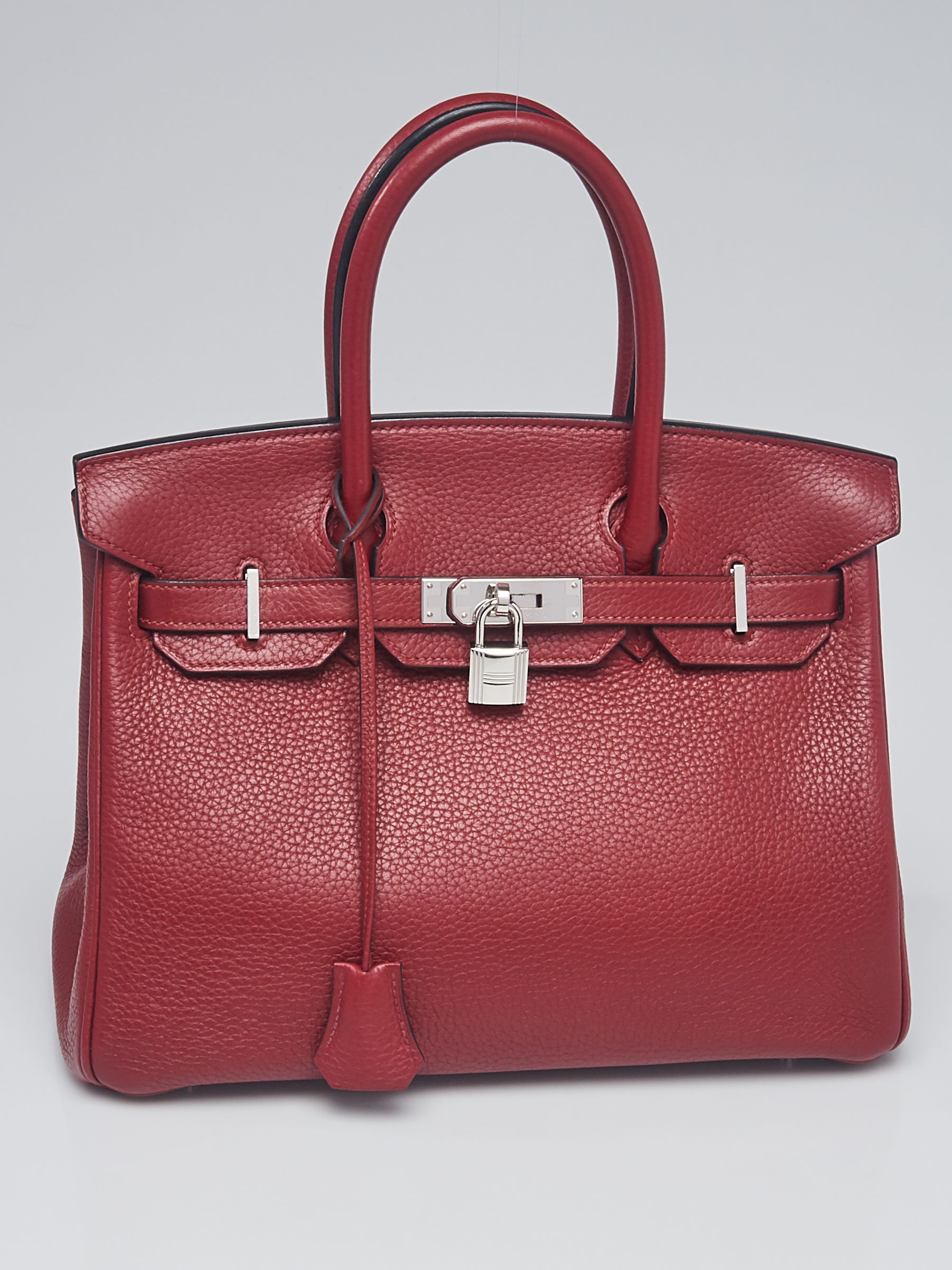 Hermes Rouge H Clemence Leather Birkin Bag