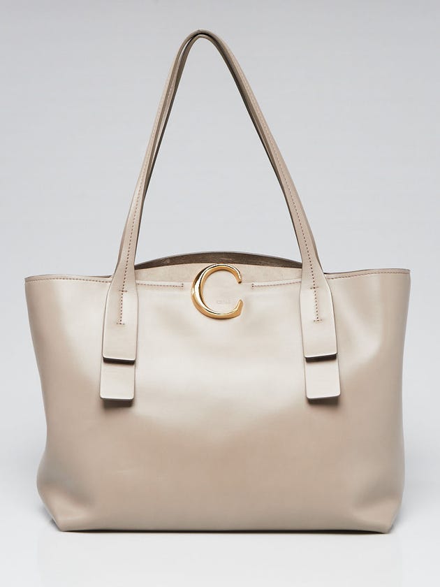 Chloe Motty Grey Leather Medium C Zipped Shopping Tote