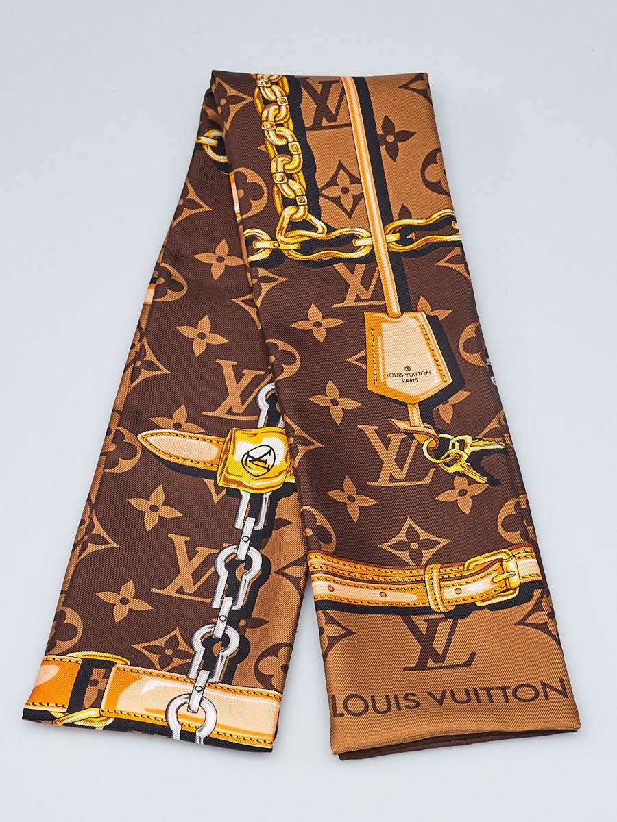 Louis Vuitton Brown Silk Confidential Bandeau Scarf | Yoogi's Closet