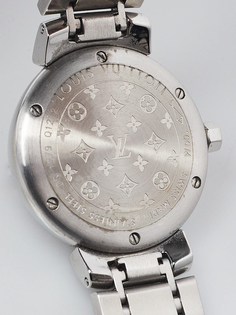 Women's LOUIS VUITTON Diamond Black Dial Stainless Steel 100M Wristwatch  M518