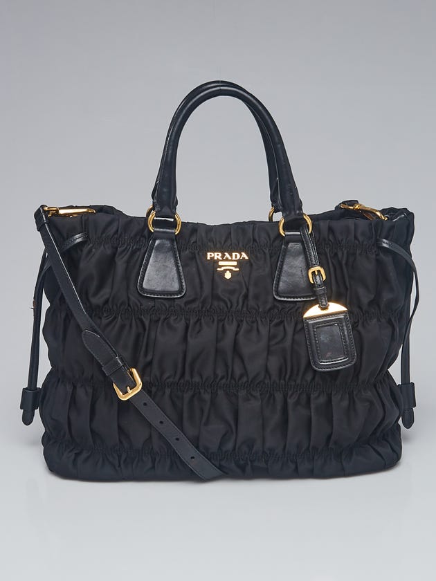 Prada Black Gaufre Tessuto Nylon Shopping Tote Bag 	
