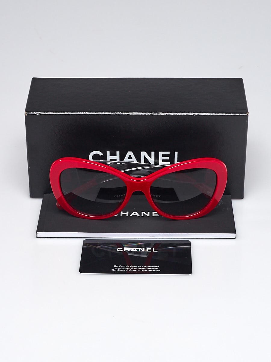 CHANEL Interlocking CC Logo Red Acetate 5264 Sunglasses Chanel Red Acetate Cat Eye Frame CC Sunglasses - 5264  main image 2