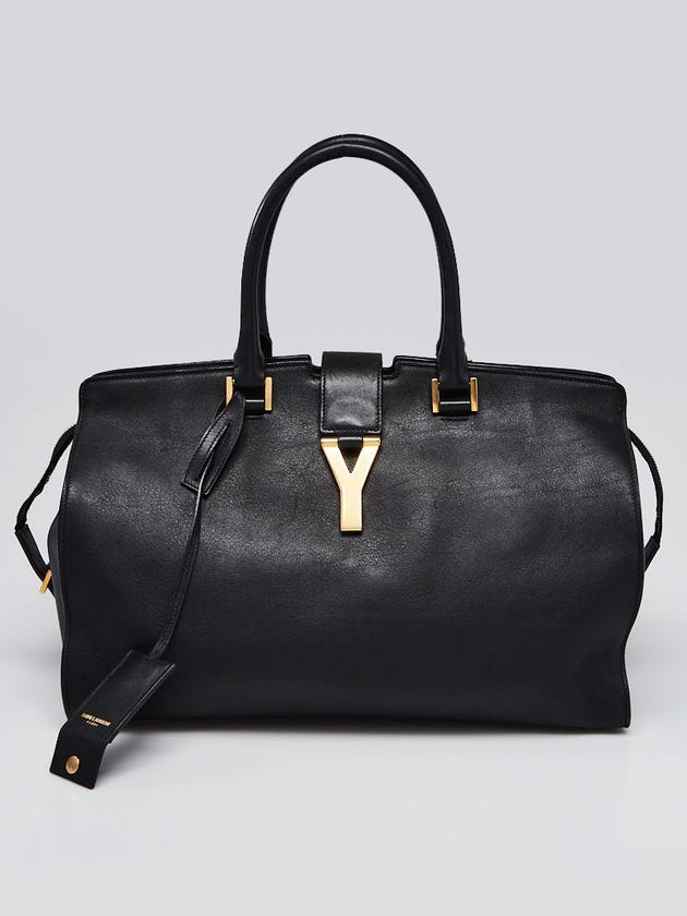 Yves Saint Laurent Black Leather Medium Cabas ChYc Bag