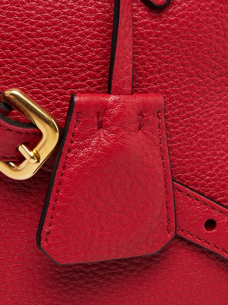 Prada Rosso Vitello Phenix Leather Hobo Bag 1BC032 | Yoogi's Closet