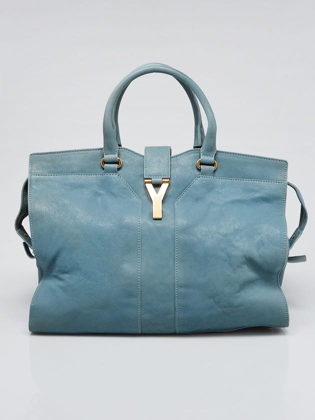 Yves Saint Laurent Light Blue Leather Large Cabas ChYc Bag