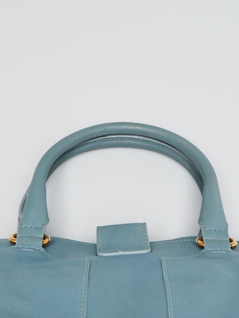 Yves Saint Laurent Electric Blue Wool And Leather Rive Gauche Tote Bag -  Yoogi's Closet