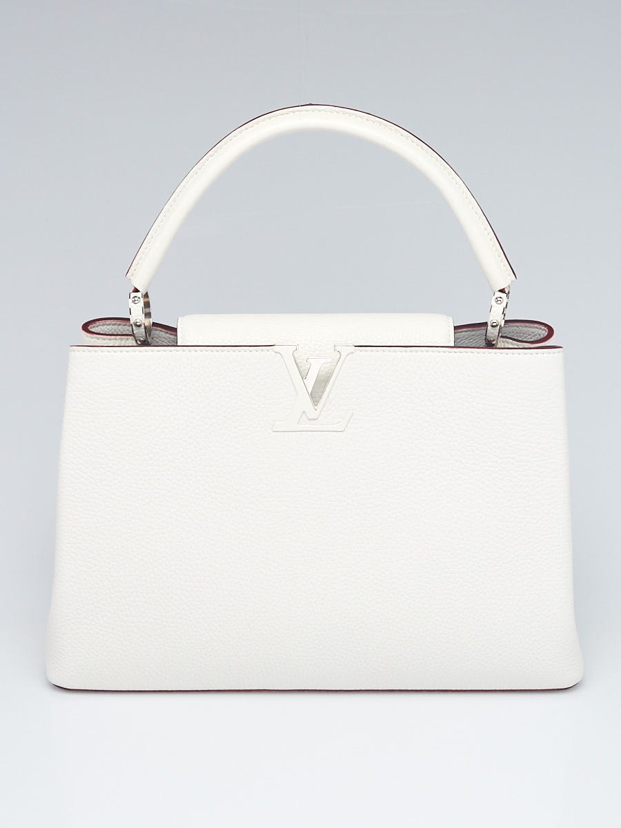 Louis Vuitton Red And White Taurillon Capucines Mini Silver