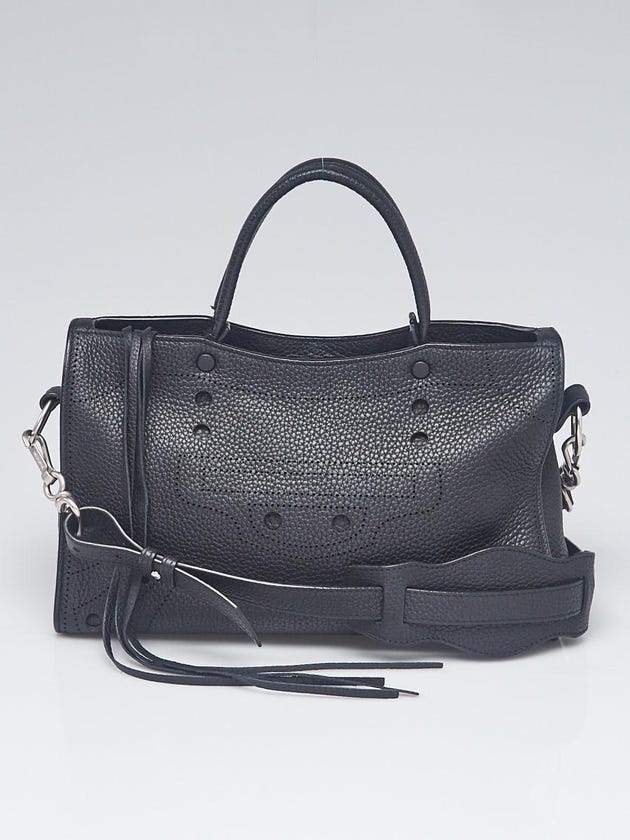Balenciaga Black Pebbled Calfskin Leather Blackout Small City Bag