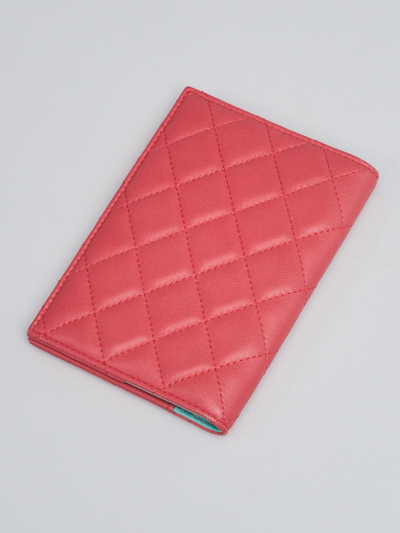 Chanel Pink Quilted Lambskin Leather CC Passport Holder - Yoogi's Closet