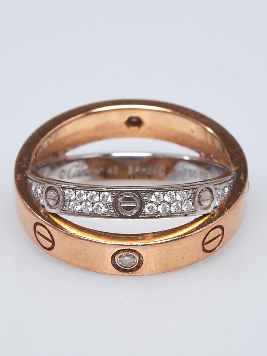 Cartier 18k White Gold and Rose Gold Diamond LOVE Ring Size Cartier 18k White Gold and Rose Gold Diamond LOVE Ring Size
